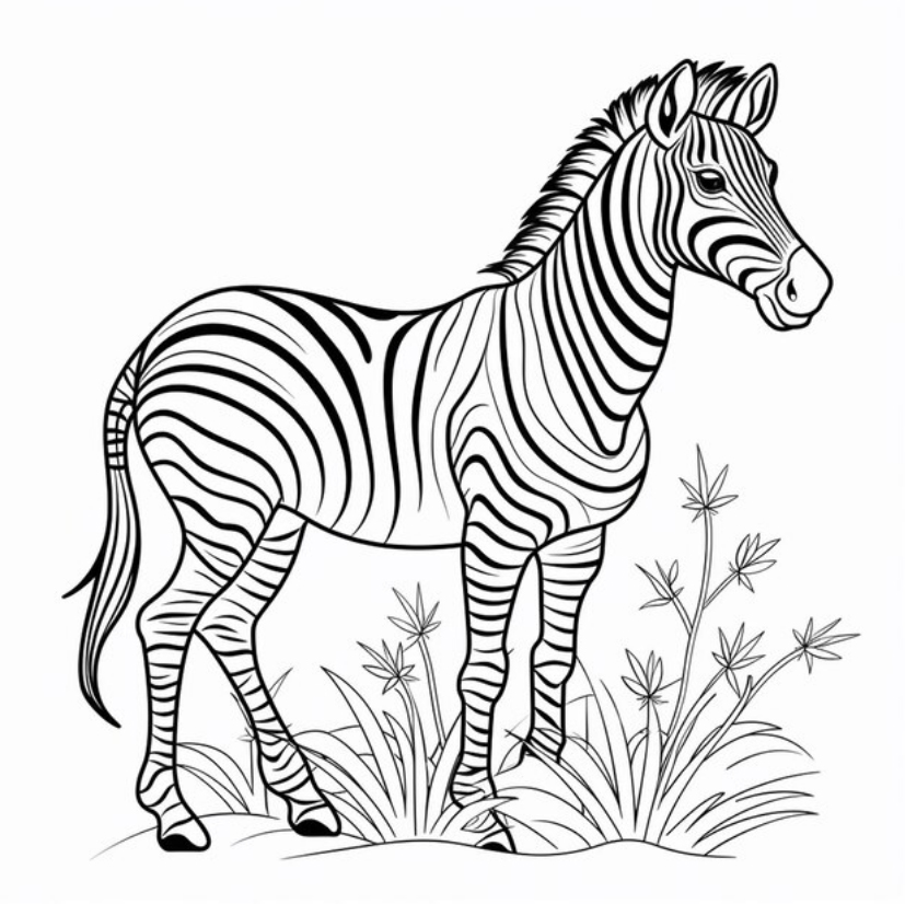 Zebra schaut dich zwischen den Blumen an