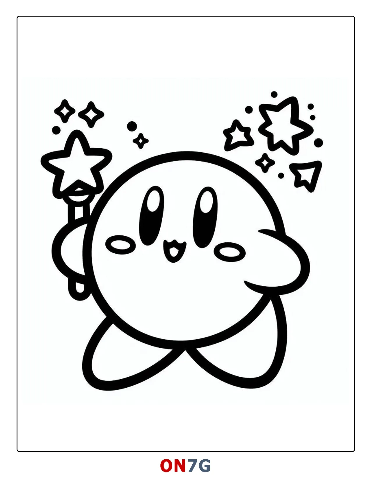 Kirby spielt mit Sternen Ausmalbild