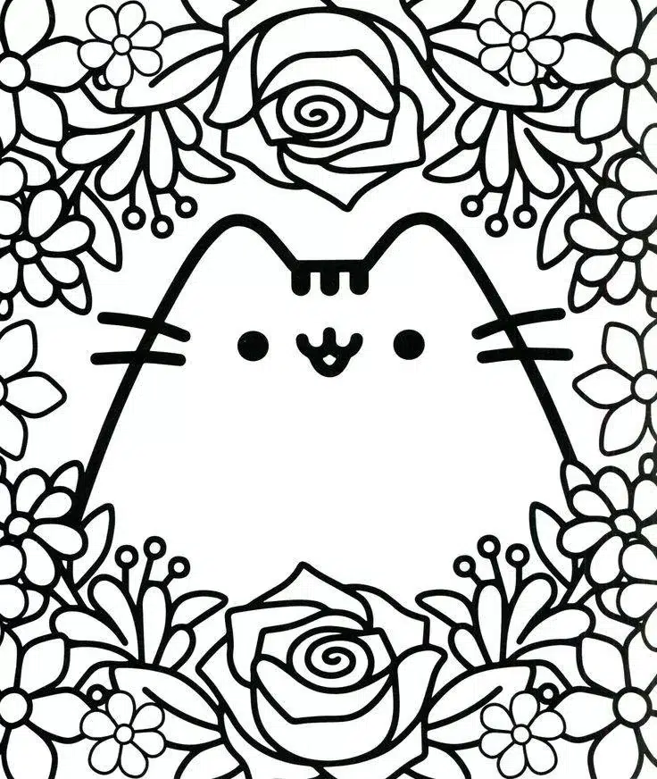 Pusheen Blumen Ausmalbild