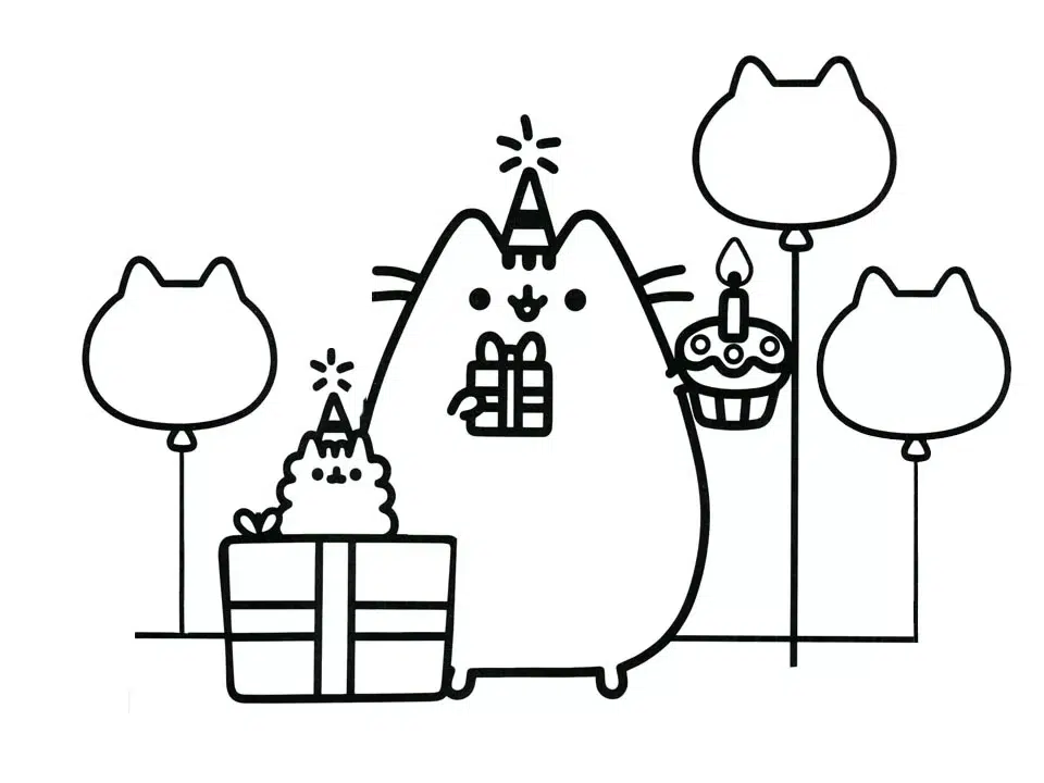 Pusheen Geburtstag Ausmalbild