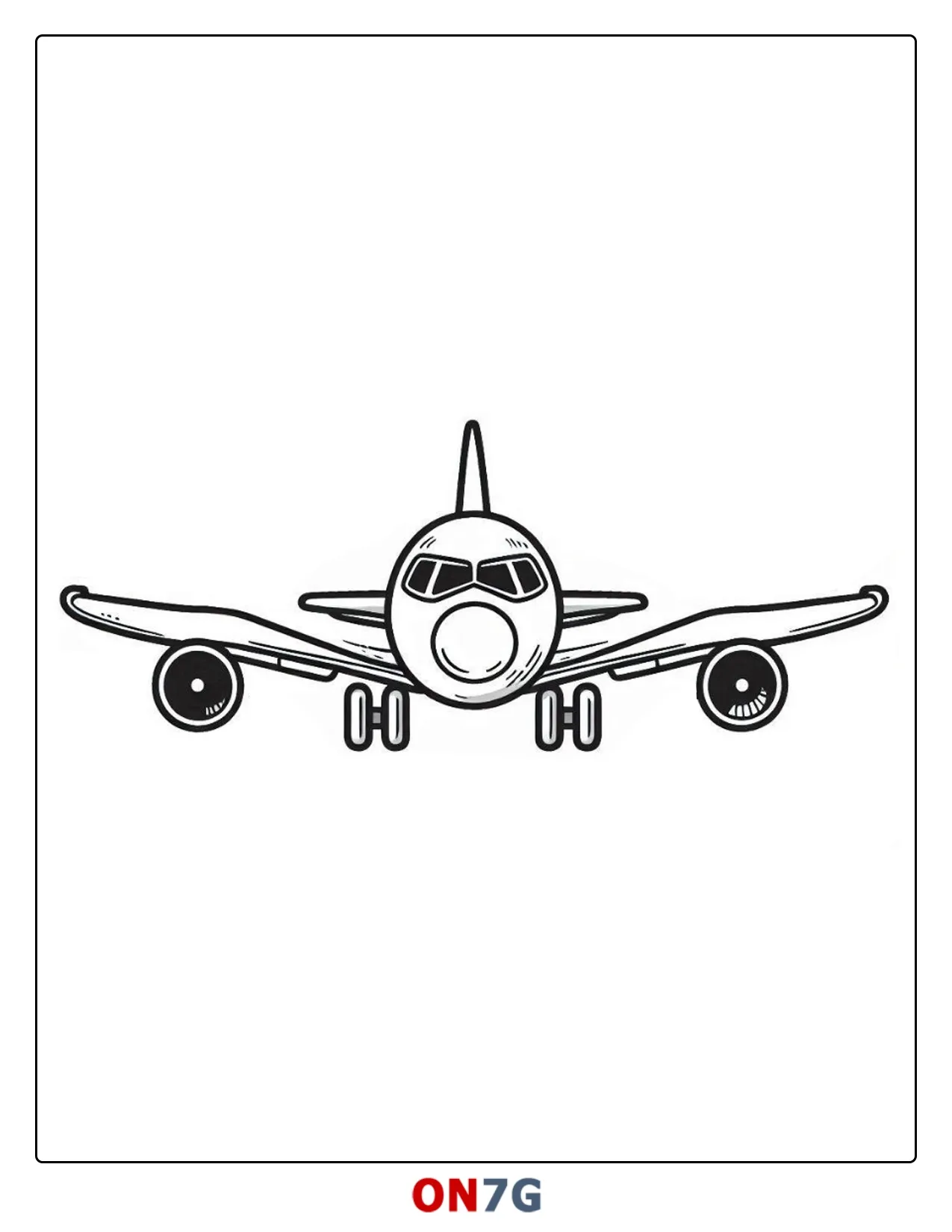 Vorderansicht des Flugzeug Ausmalbild