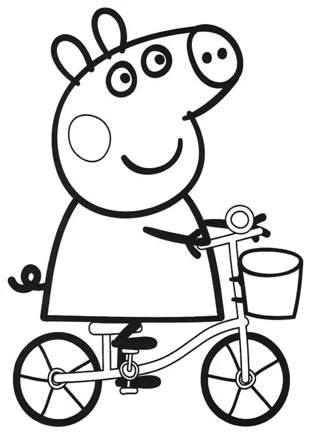 Peppa Wutz er fährt Fahrrad Ausmalen