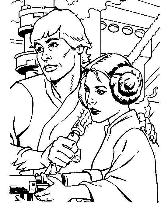 Star Wars Luke und Leia Ausmalbild