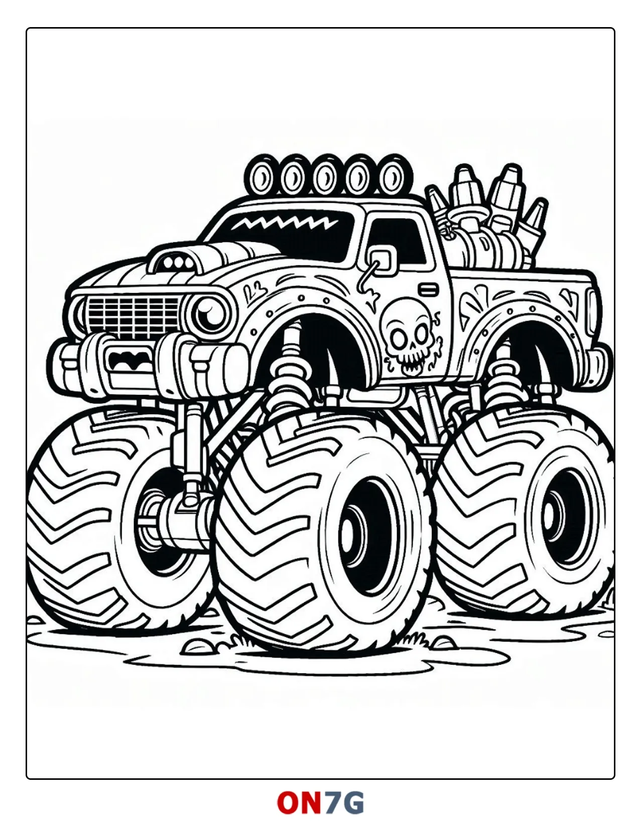 Ausmalbild Totenkopf Monster Truck