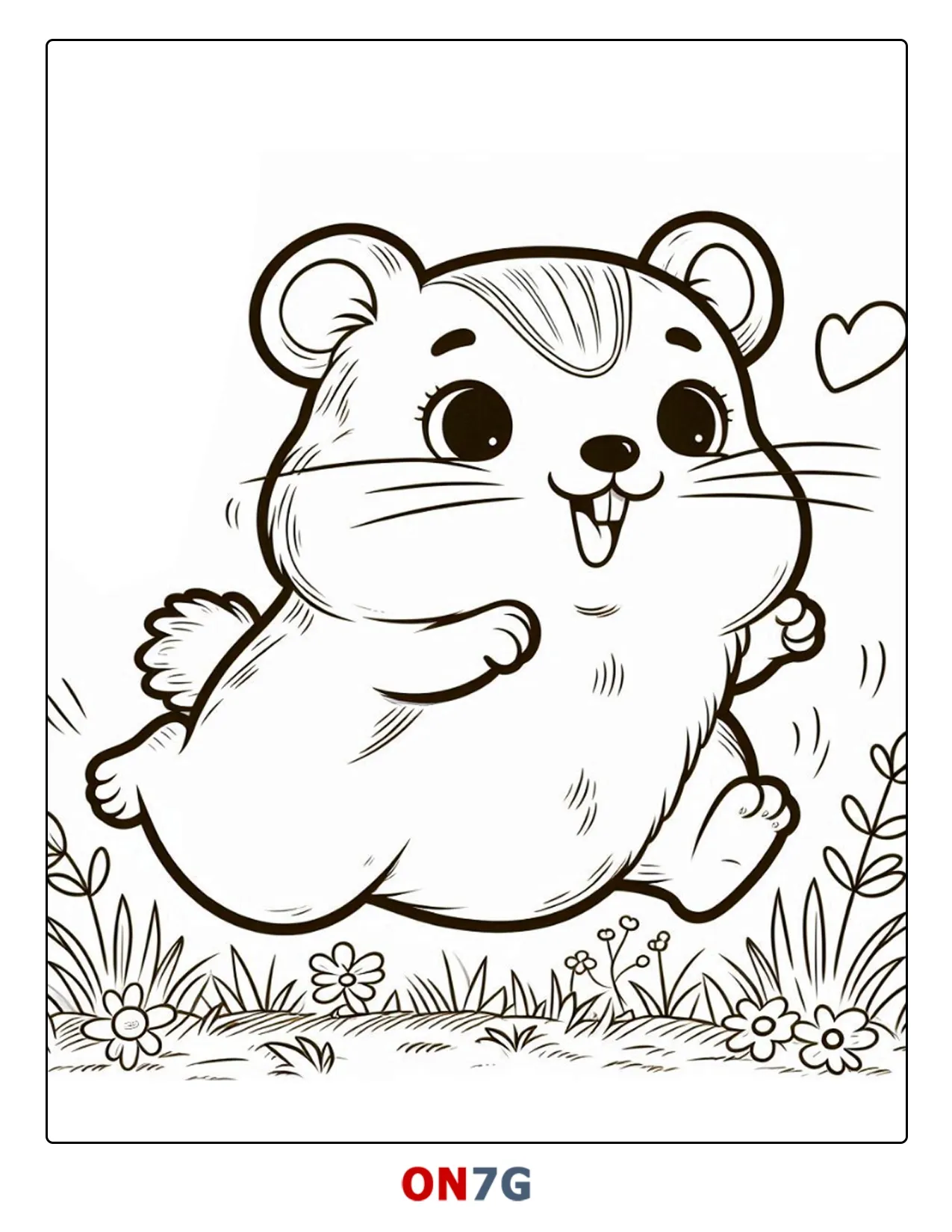 Ausmalbilder laufender Hamster für Kinder