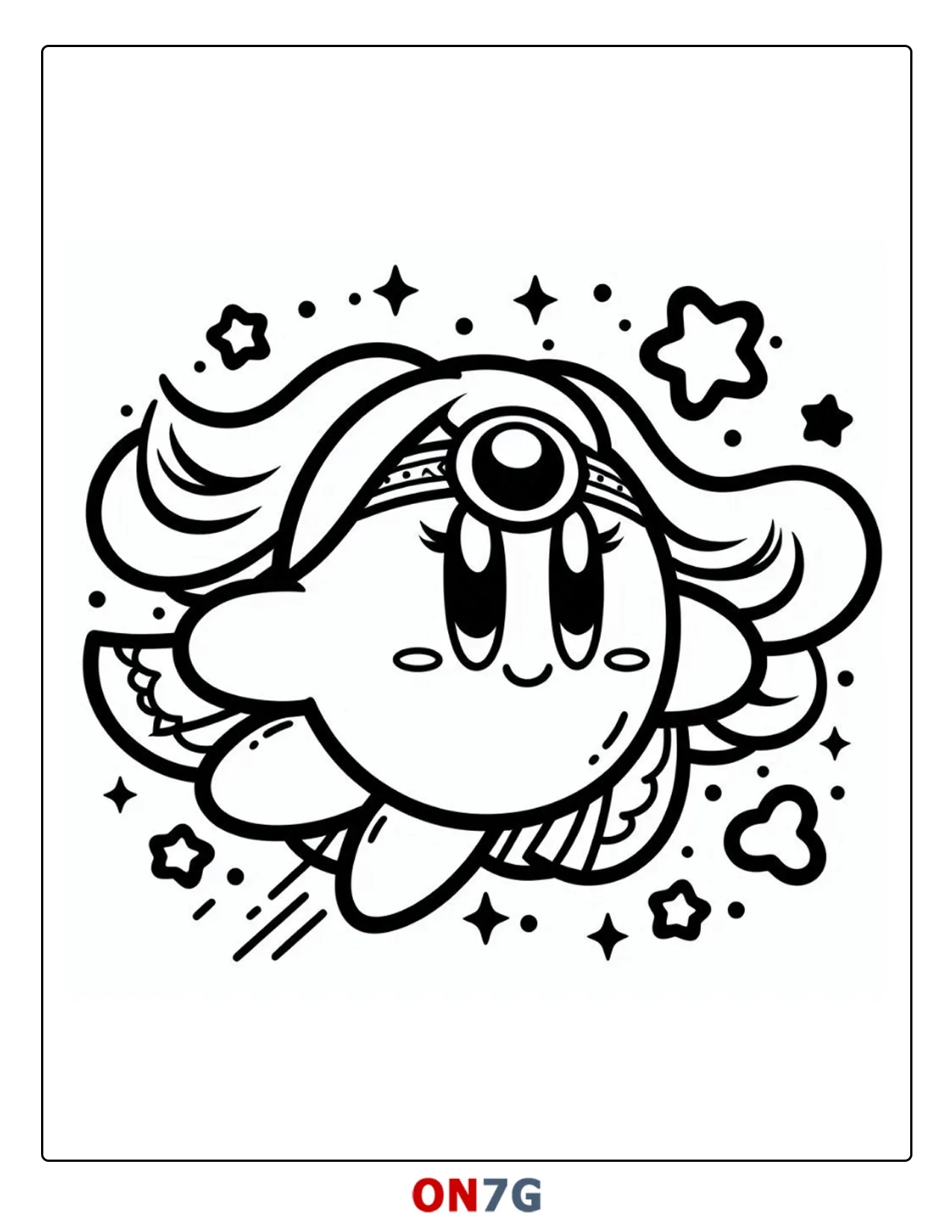 Kirby fliegt vor Glück Ausmalbild