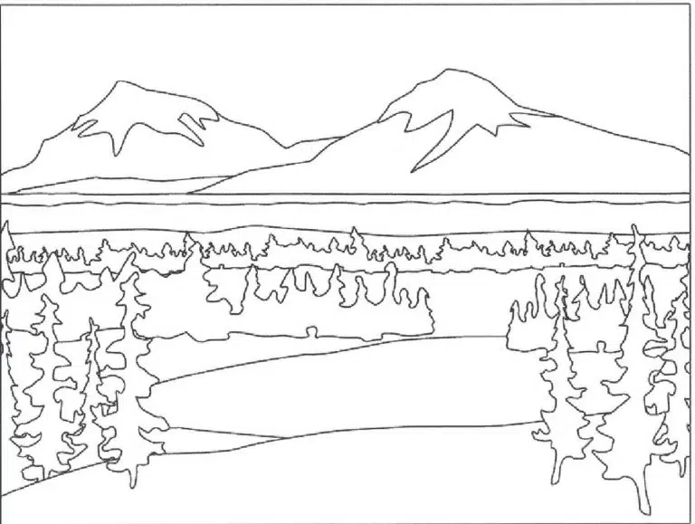 Landschaft Berge Ausmalbild