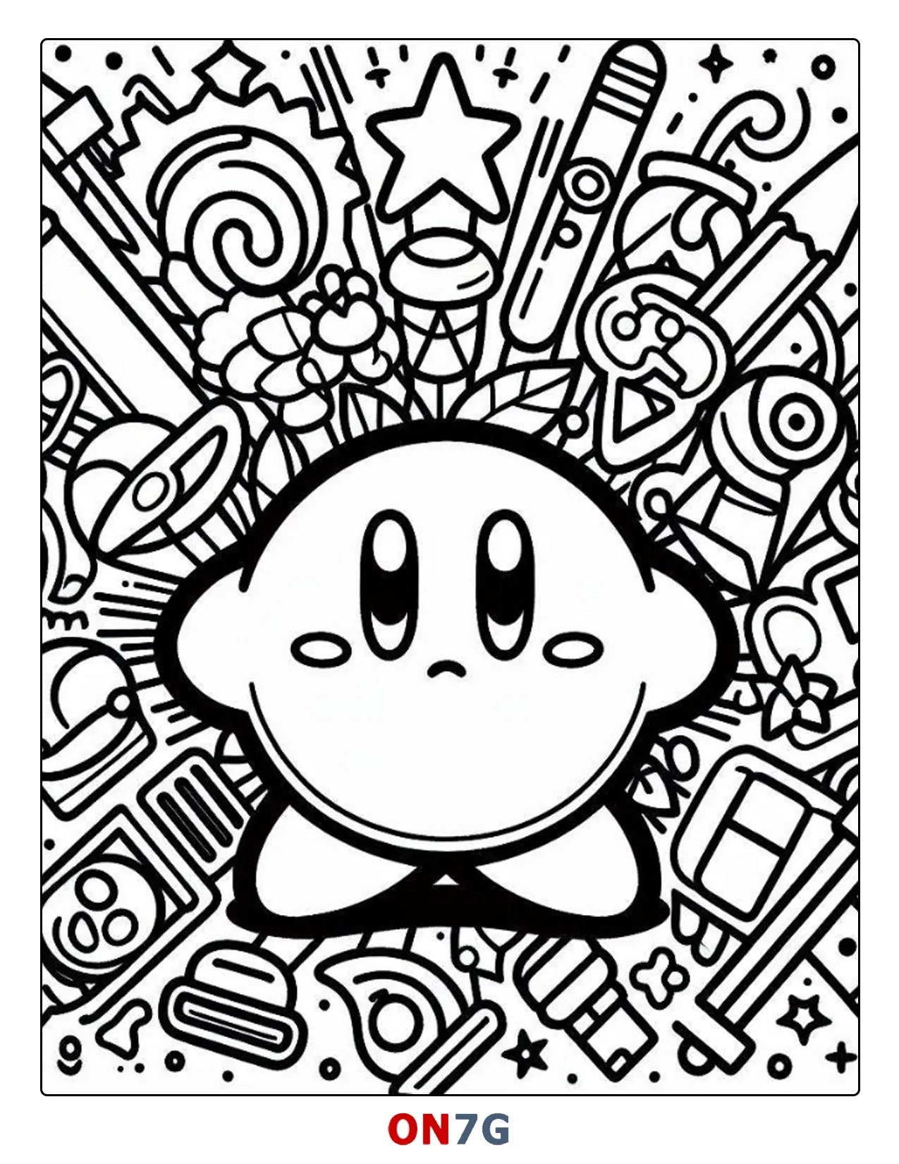 Ausmalbild Kirby ist verwirrt