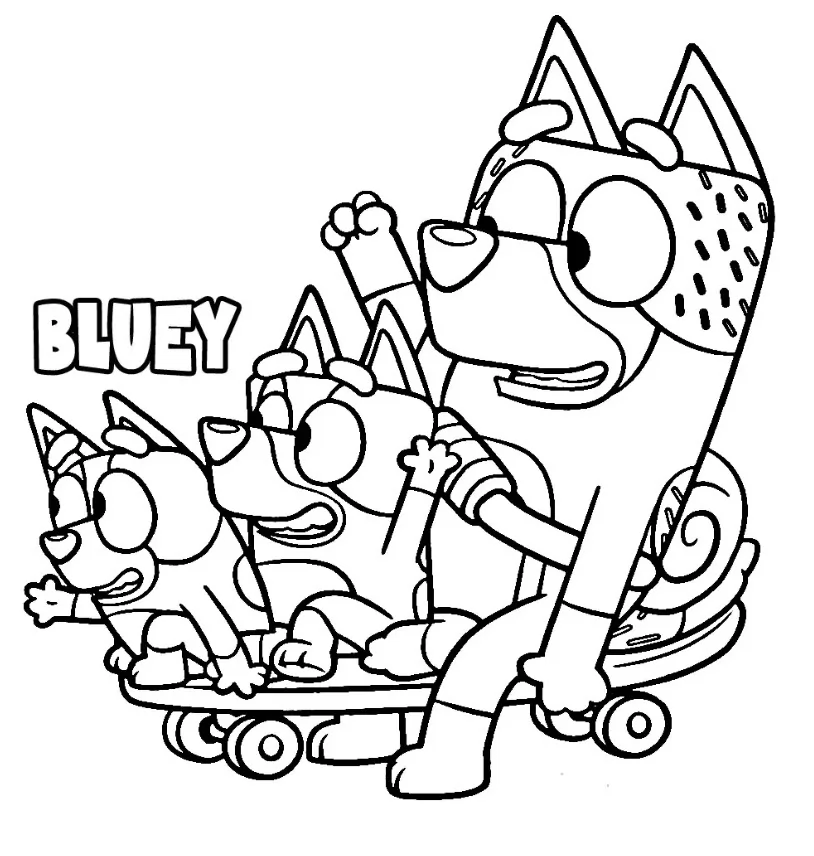 Ausmalbilder Bluey Radtour