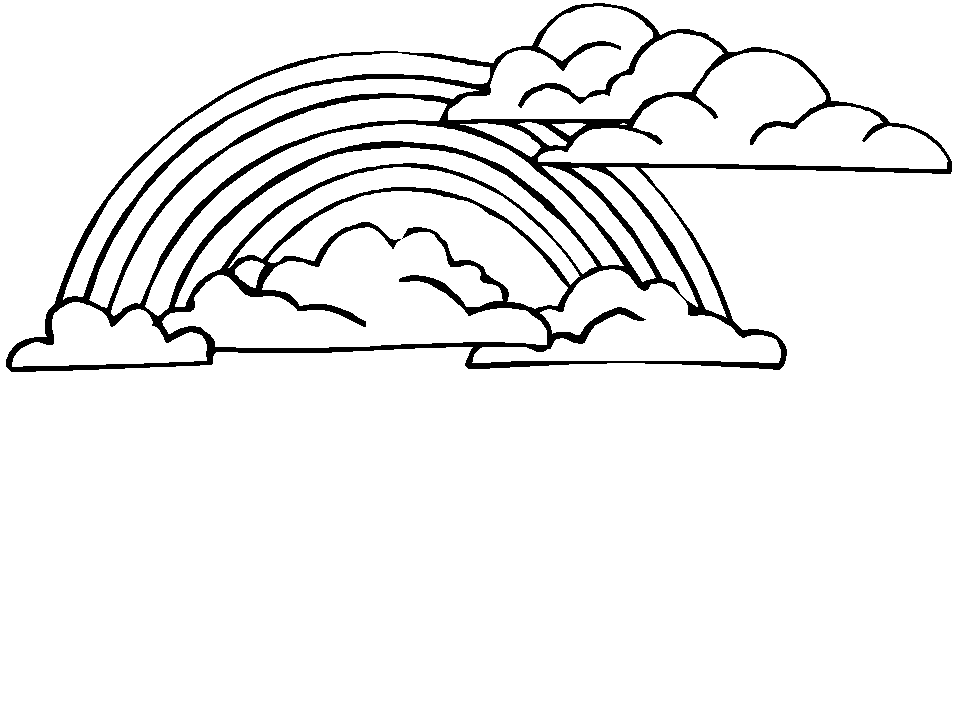 Einfache wolken und regenbogen zum ausmalen