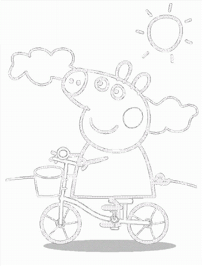 Peppa Wutz Ausmalbilder Sonniger tag und Radfahren