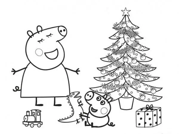 Ausmalbilder Peppa Wutz Weihnachten zum Ausdrucken